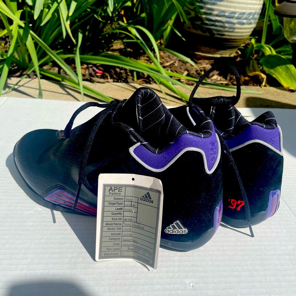 Adidas TMAC Restomod Raptors Black and Purple Men’s Basketball Sneakers Size 9